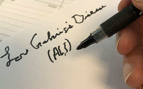Amyotrophic lateral sclerosis limb onset with difficulty writing
